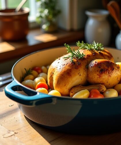 Pintade en cocotte : une recette simple et gourmande à la crème onctueuse