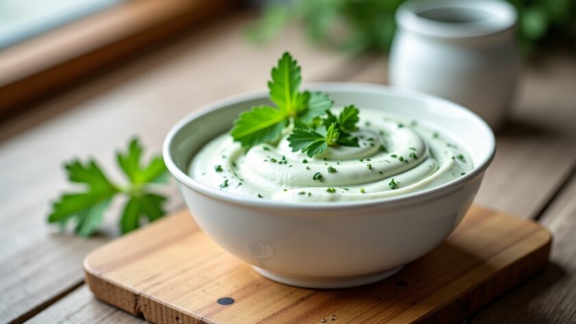 Recette simple et fraîche de sauce falafel au yaourt et herbes maison