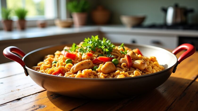 Fideuà au poulet : une recette simple et rapide à réaliser chez soi